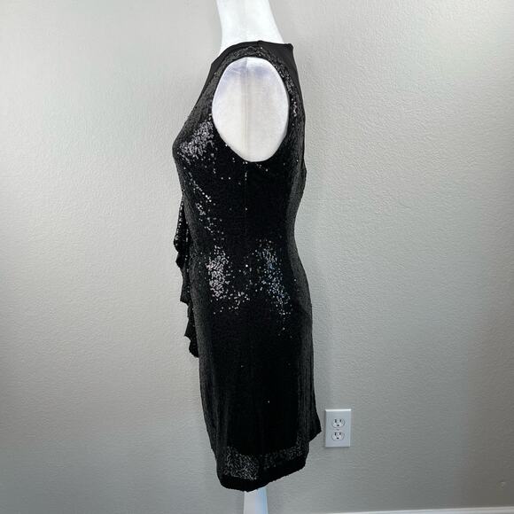 Laundry by Shelli Segal Black Asymmetric Sequined Sleeveless Mini Dress 6 NWT - Picture 8 of 13